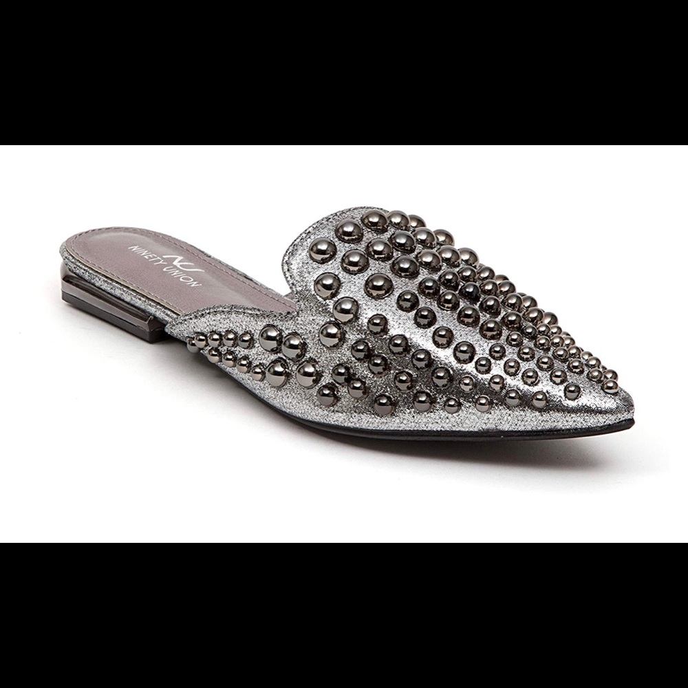 Gorgeous silver beaded mules
